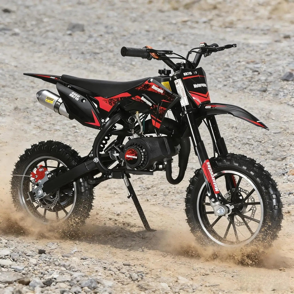 50cc 2-Stroke Kids Dirt Bike,Gas Powered Motorcycle for Kids with Off-Rode Tire, Front Rear Disc Brakes, Customized