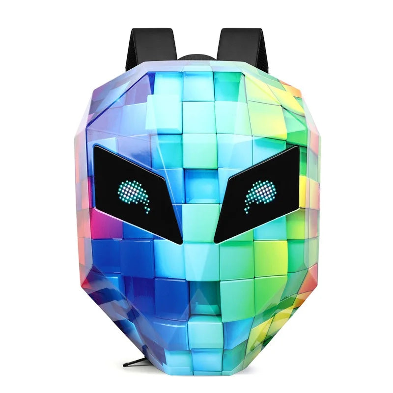 LED Motorcycle Rider Backpack with Eye Glow pattern Helmet Mochilas para Waterproof Laptops Bag Saco Moto Schoolbag