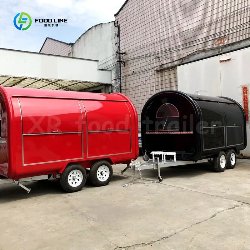 Round Food Truck Mobile Food Cart Trailer Motorcycle Engines for Sale Soybean Milk Machine Street Cart Double Restaurant