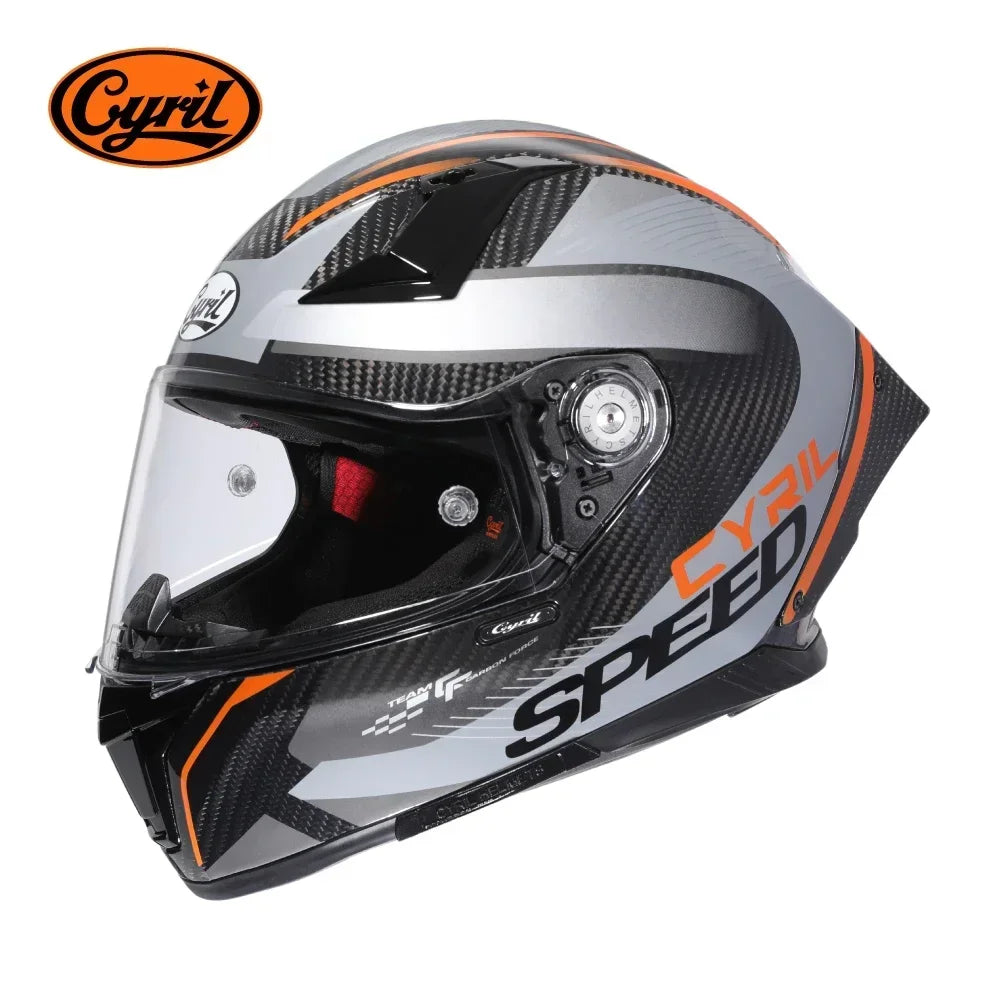 Unisex Lightweight Carbon Fiber Kevlar Full Face Motorcycle Street Bike Helmets Racing Helmet DOT ECE Approved CYRIL Casque Moto