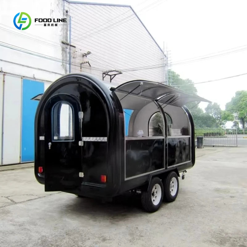 Round Food Truck Mobile Food Cart Trailer Motorcycle Engines for Sale Soybean Milk Machine Street Cart Double Restaurant