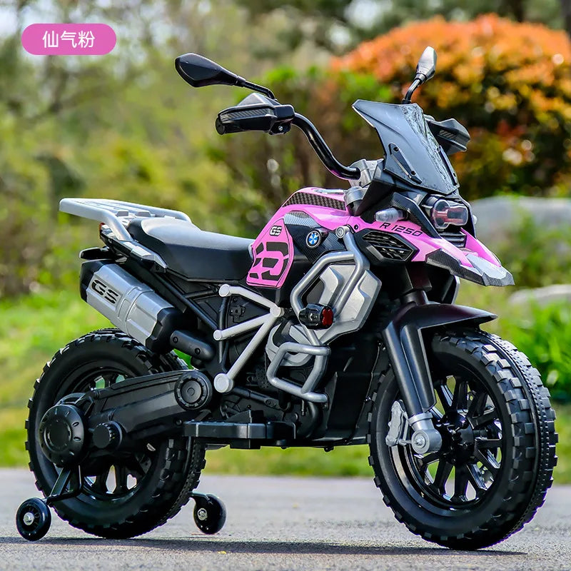 Kids Electric Off-Road Motorcycle - 2-8Y Rechargeable Bike with LED Lights/Music & Simulation Engine Sound Children electric car