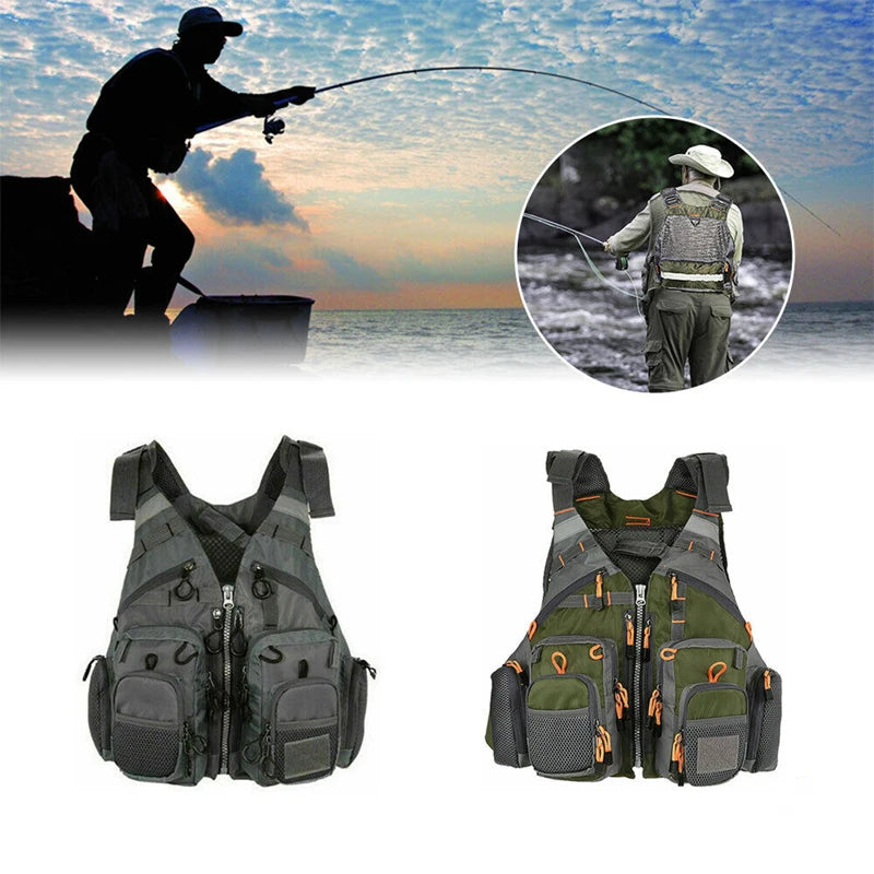 Outdoor Fishing Vest Sailing Life Jacket Vest Adjustable Breathable Foam Floating Polyester Mesh Design Safe Fishing Kayak Vest