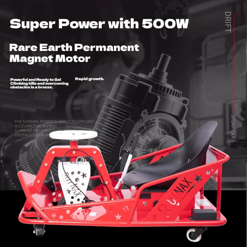 Electric High-Power Drift Stunt Go-Kart for Kids & Adults – Outdoor Fun Kart