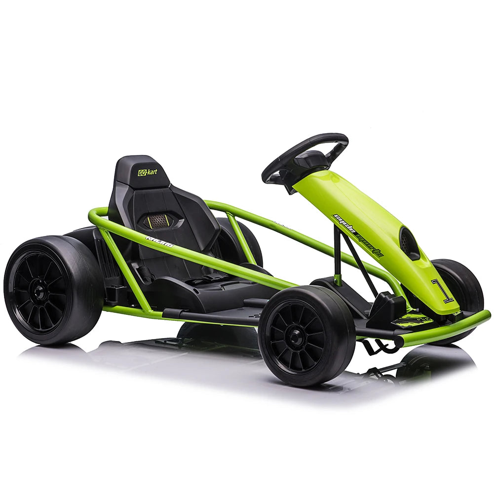 24V Powerful Go Kart With 300W*2 Motors 8.1MPH High Speed Drifting Ride On Vehicle 155lbs Max Load Outdoor Fun With Music & Hor