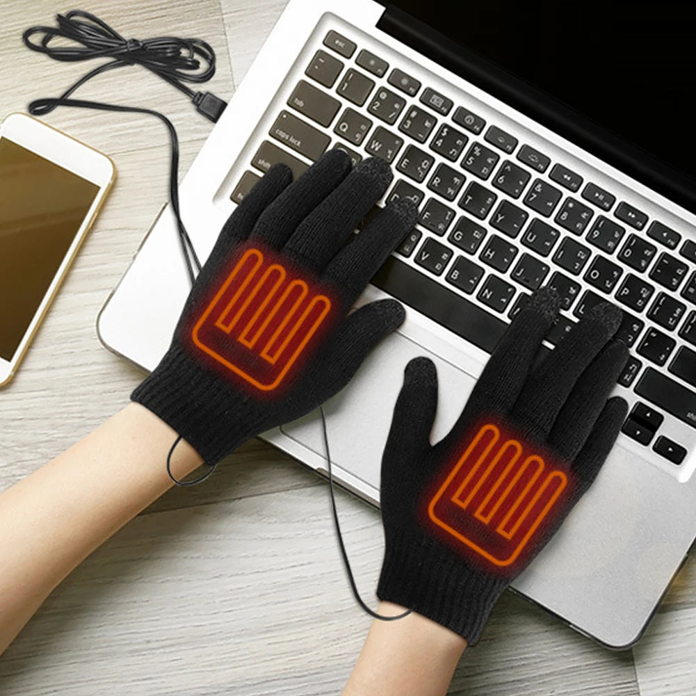 5V Heated Gloves Motorcycle Touch Screen Winter Moto Heated Gloves Warm USB Rechargeable Heating Thermal Gloves For Snowmobile