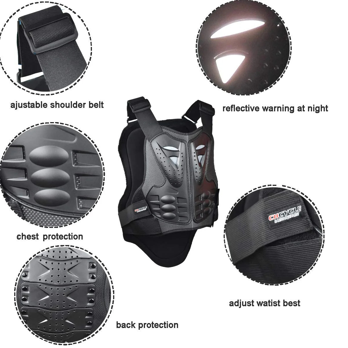 Motorcycle Vest Armor Protection Riding Chest Back Protector for Adults Dirt Bike Mountain Bike Off-Road Racing Adult
