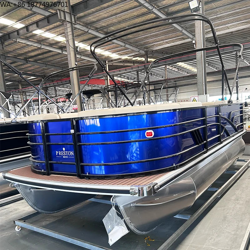 Cheap Aluminium Floating Pontoons Luxury Party Barge House Boats Seats Complete Set Pontoon Float Boat with Motor and Trailer