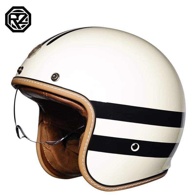 Orz Open Face Half Moto Motorcycle Helmet vintage Motorbike capacete Chopper Bike BLACK