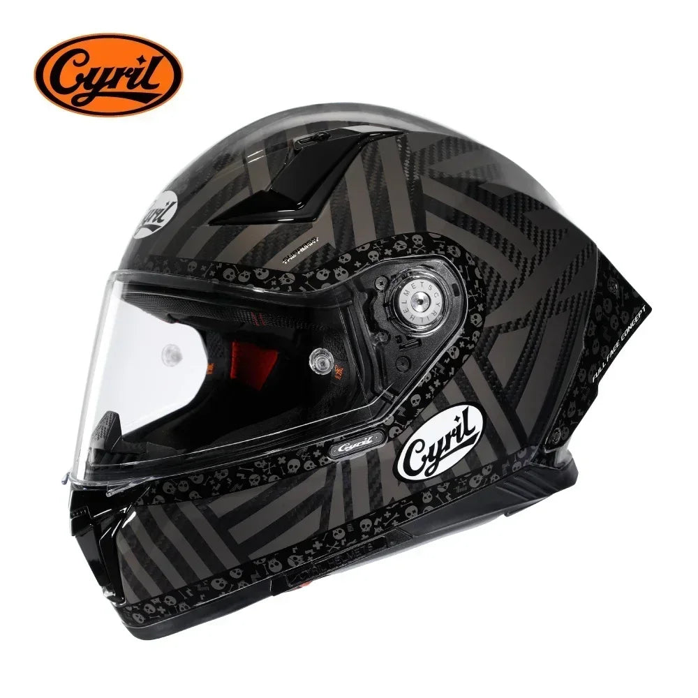Unisex Lightweight Carbon Fiber Kevlar Full Face Motorcycle Street Bike Helmets Racing Helmet DOT ECE Approved CYRIL Casque Moto