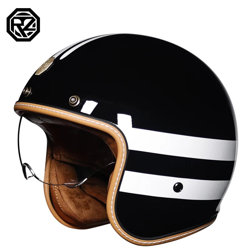 Orz Open Face Half Moto Motorcycle Helmet vintage Motorbike capacete Chopper Bike BLACK