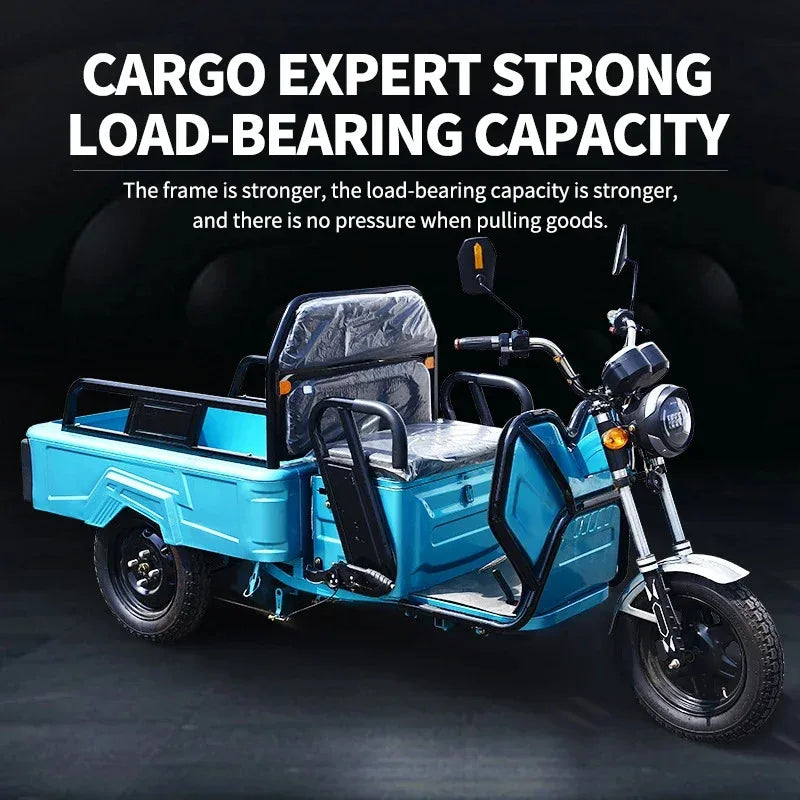 Factory Hot Selling Best Cargo E Trike 60V 800W Heavy  3 Wheel Electric  12" Fat Tire Adult  Delivery Tricycles For