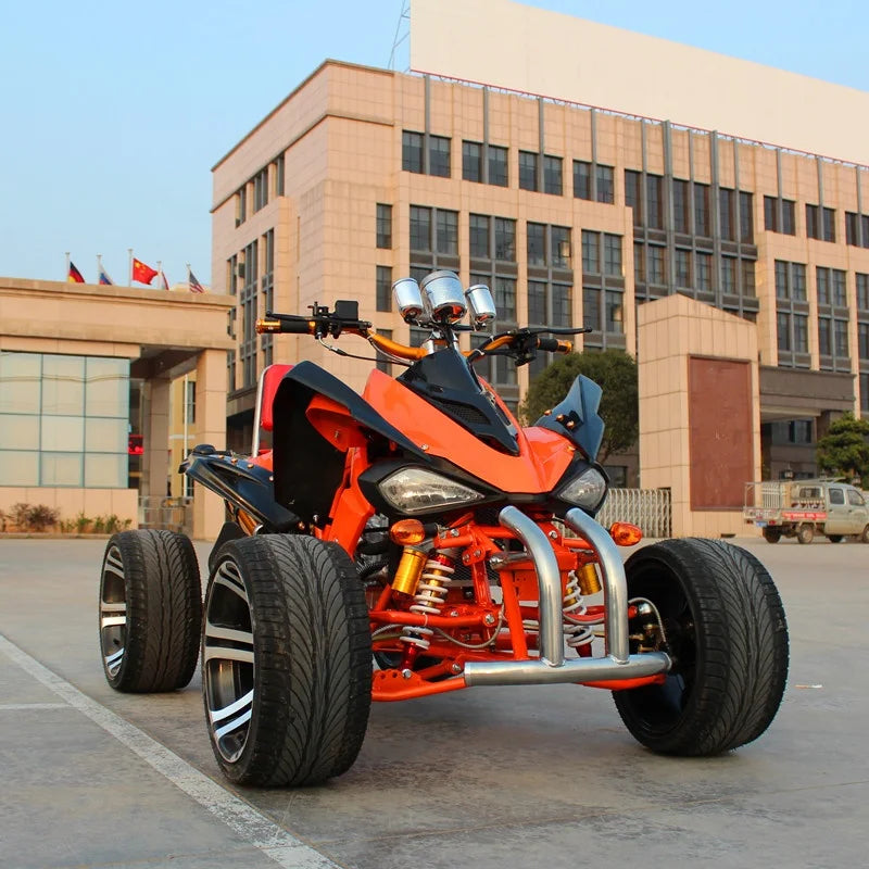 Gas Powered 250cc 4 Wheeler Quad Bike ATV with Manual Chain Drive and Equipped Differential Lock for Adults