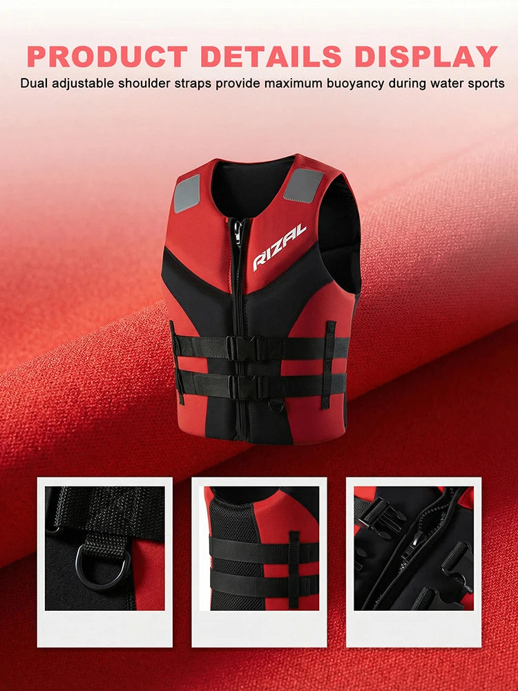 RIZAL Slim Fit Buoyancy Vest Unisex Sleeveless Buoyancy Aid for Outdoor Water Sports Kayaking Surfing Motorboat Paddle Boarding