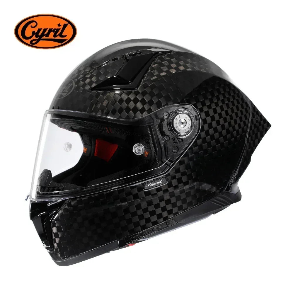 Unisex Lightweight Carbon Fiber Kevlar Full Face Motorcycle Street Bike Helmets Racing Helmet DOT ECE Approved CYRIL Casque Moto