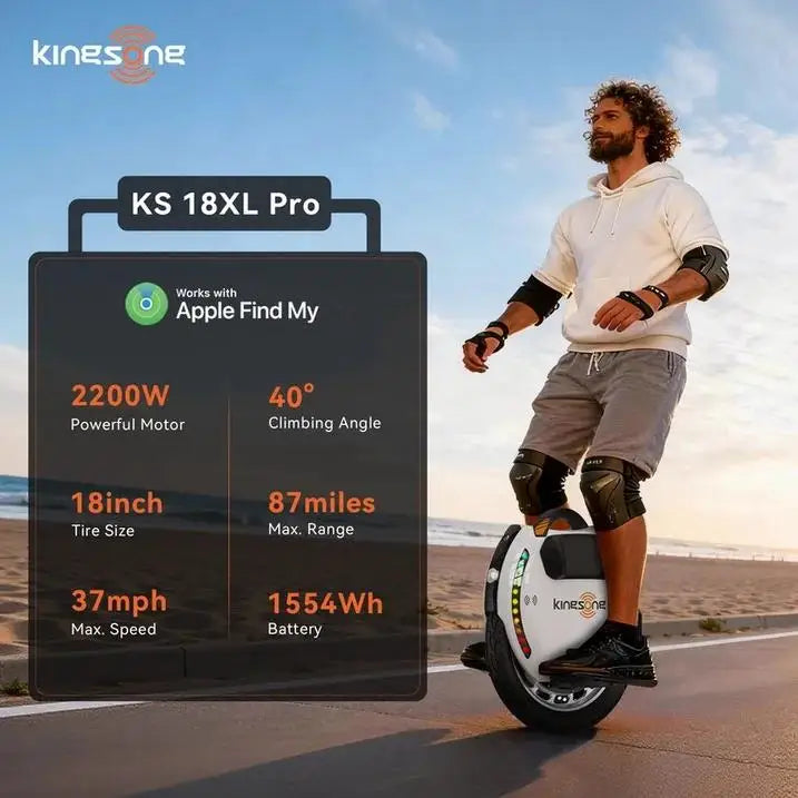 KINGSONG 18XL Pro Electric Unicycle: 37 MPH & 87-Mile Range. 18" One-Wheel, High-Power Motor for Long-Distance City Commuting