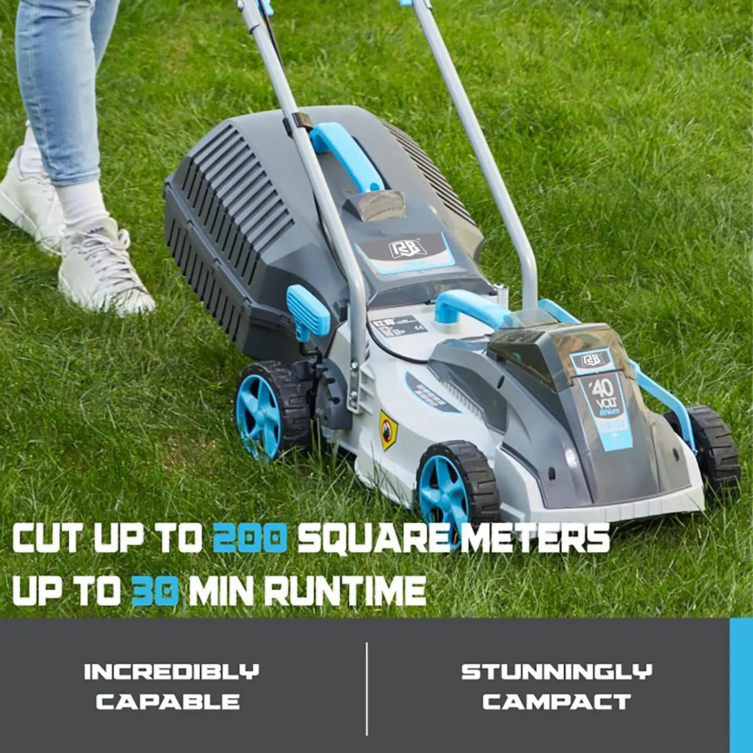 40V 13-Inch Cordless Lawn Mower with 4.0Ah Battery & Fast Charger, Lightweight Foldable for Small Yards