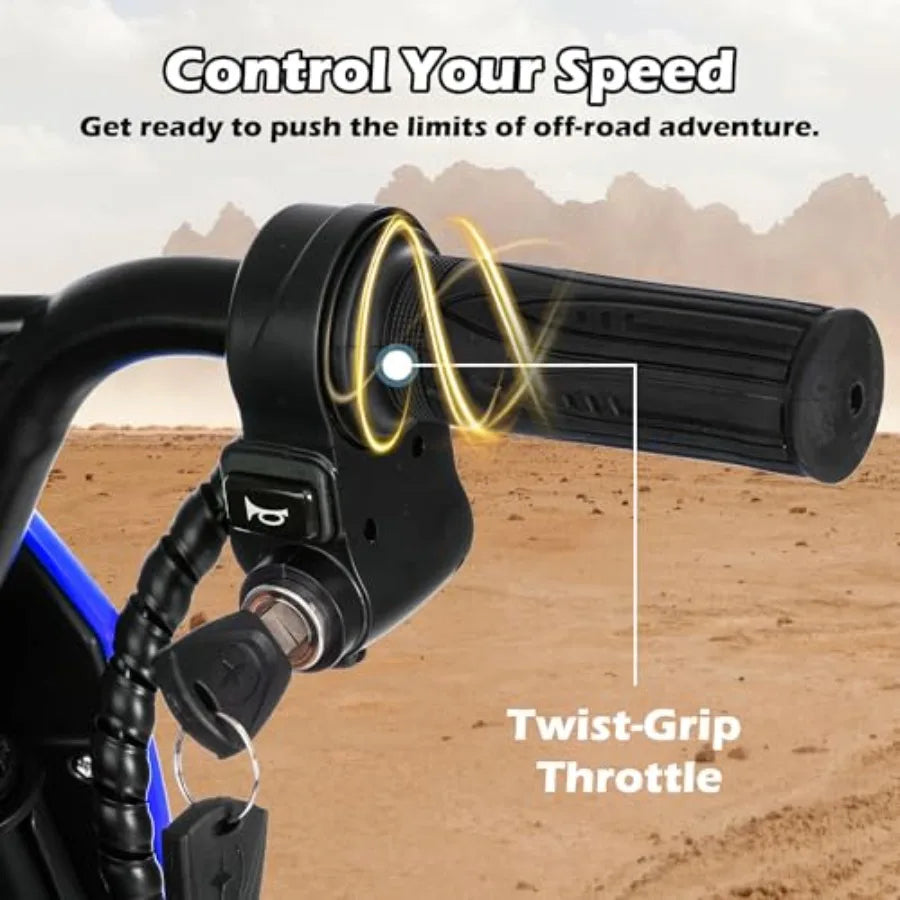 24V Electric Dirt Bike for 250W Electric Motorcycle Up to 11 MPH 10 Miles Long-Range Twist-Grip Throttle 12 Knobby Tires Spring