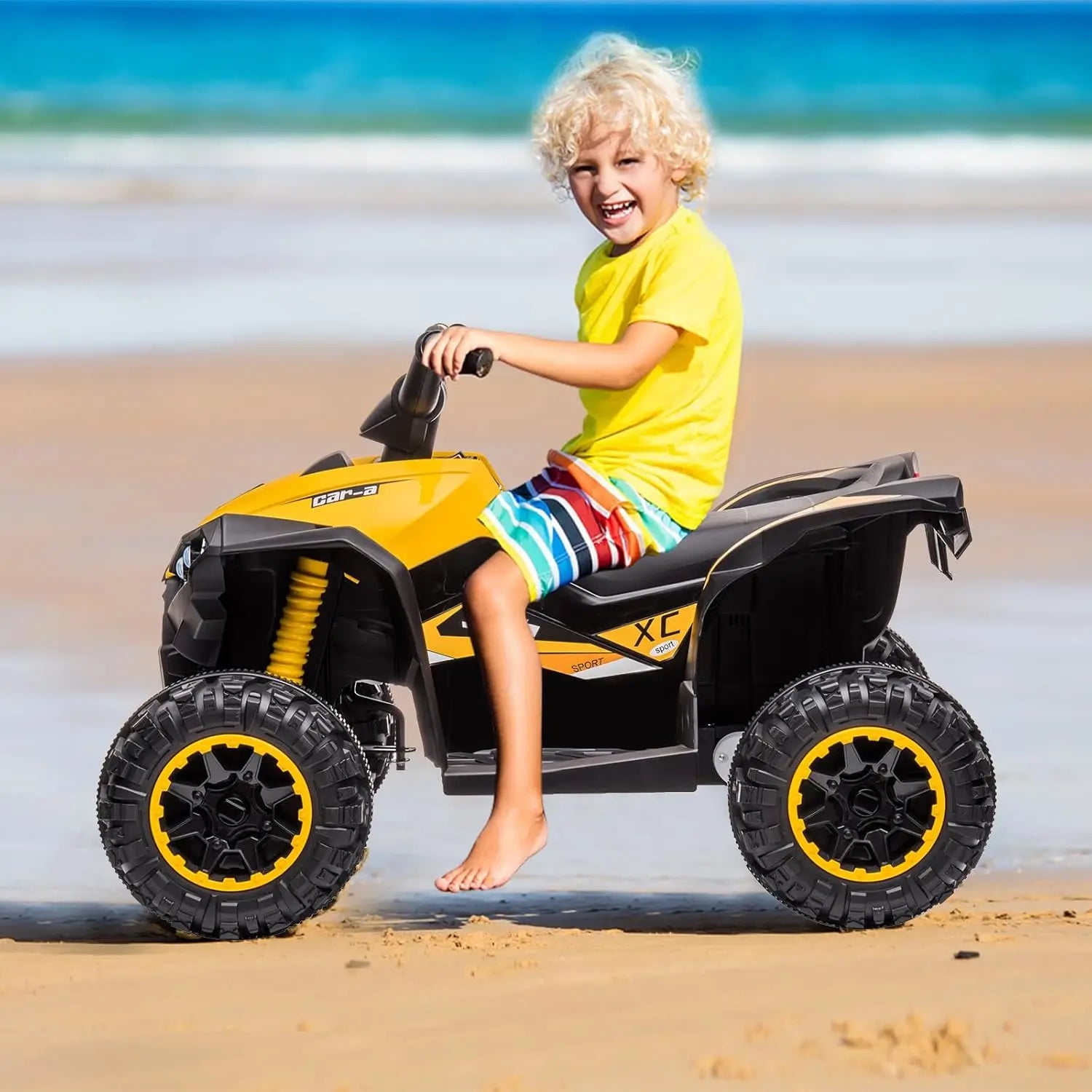 12V Kids Ride On ATV, 4 Wheeler Electric Vehicle for Toddlers, Battery Powered Toy Car for Boys Girls with LED Lights, Music
