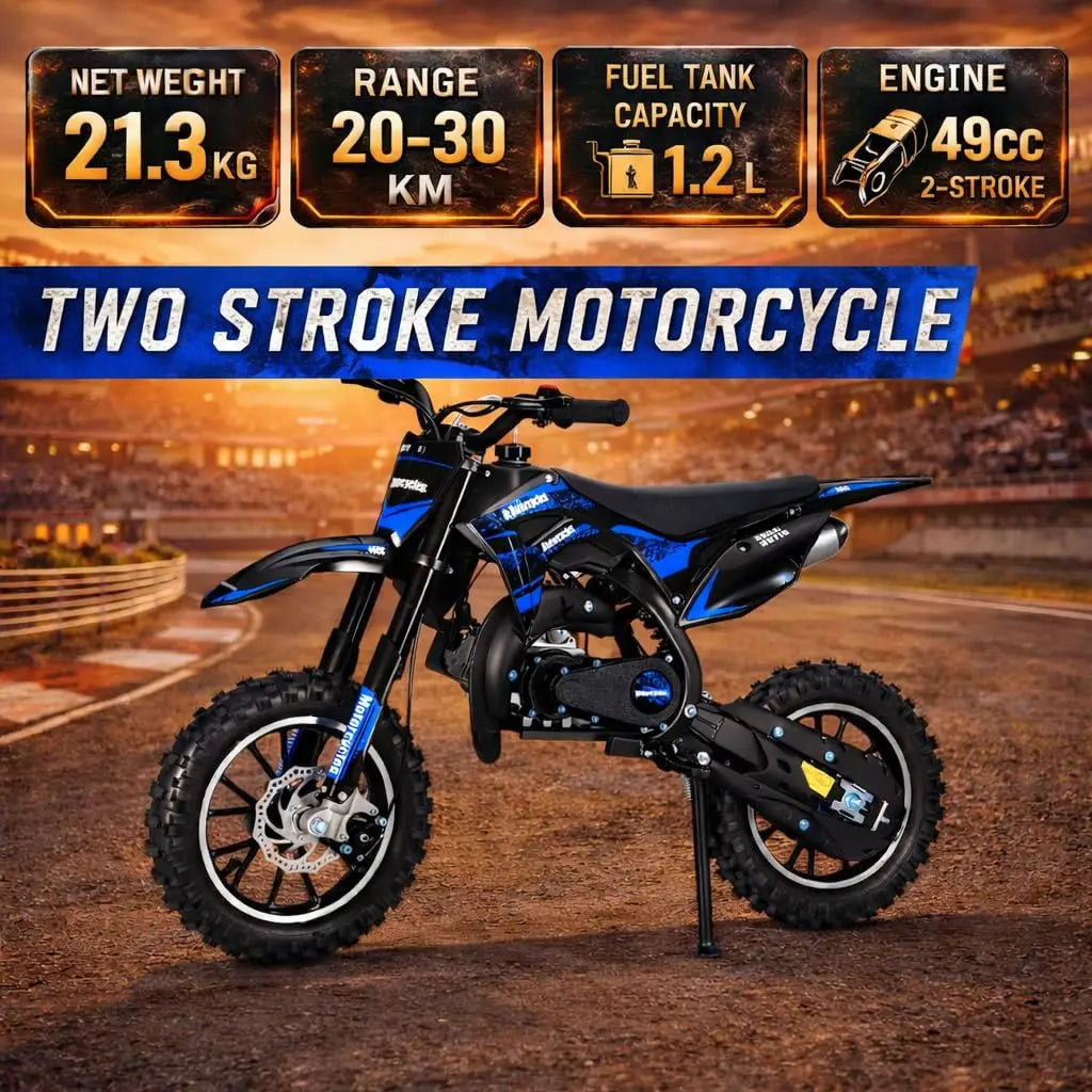 50cc 2-Stroke Kids Dirt Bike,Gas Powered Motorcycle for Kids with Off-Rode Tire, Front Rear Disc Brakes, Customized