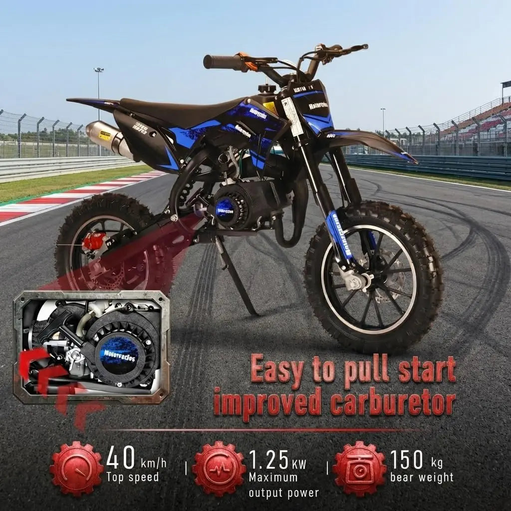 50cc 2-Stroke Kids Dirt Bike,Gas Powered Motorcycle for Kids with Off-Rode Tire, Front Rear Disc Brakes, Customized
