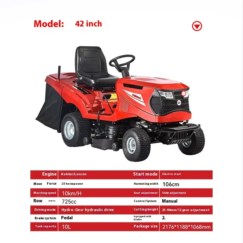 Deposit Four-wheel Drive Tractor-style Lawn Mower for Home Lawn Weeding Golf and Soccer Field Care and Car Driving Functionality
