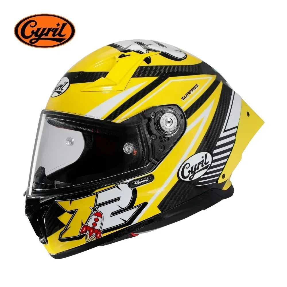 Unisex Lightweight Carbon Fiber Kevlar Full Face Motorcycle Street Bike Helmets Racing Helmet DOT ECE Approved CYRIL Casque Moto