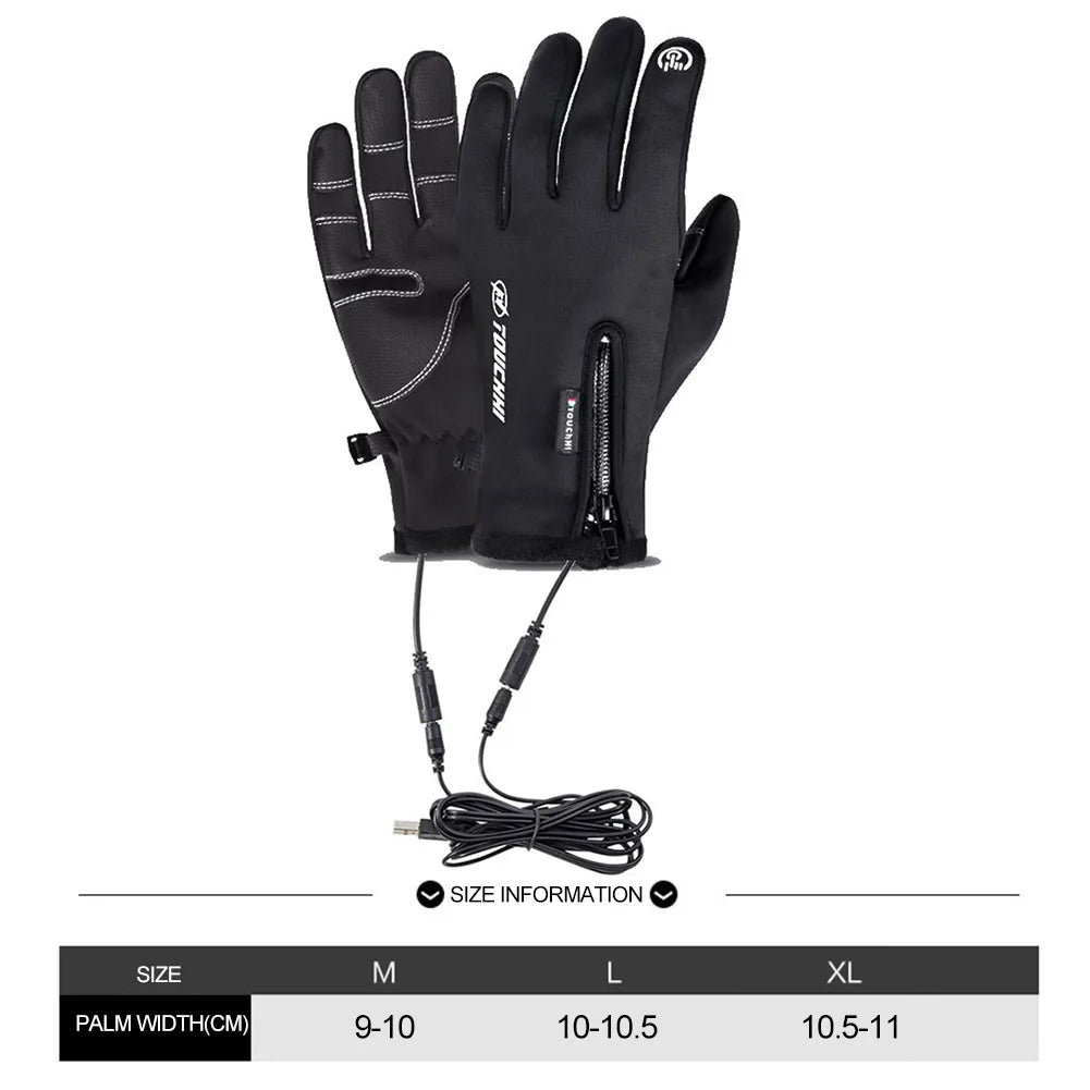 Winter Electric Heated Gloves Men Women Touch Screen Gloves USB Self Heating Motorcycle Gloves Ski Climbing Hiking Hand Warmer
