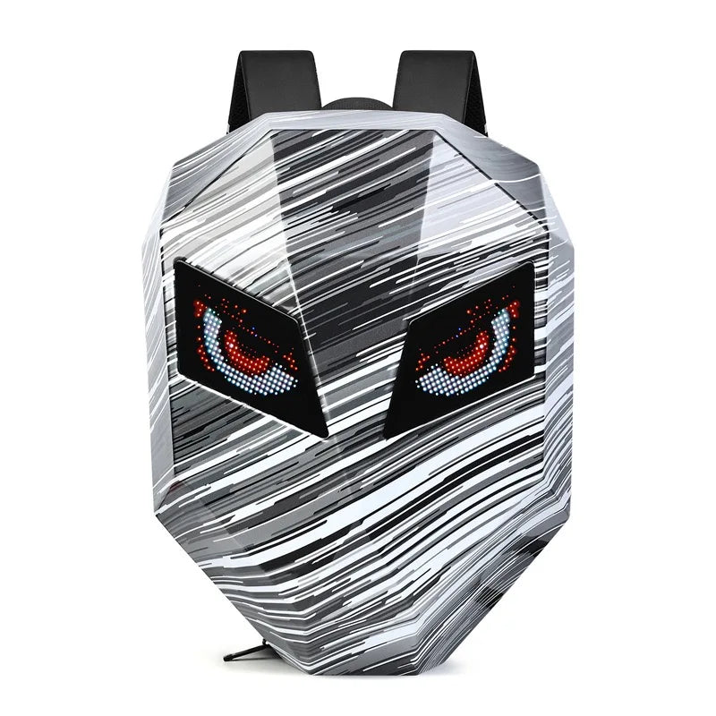 LED Motorcycle Rider Backpack with Eye Glow pattern Helmet Mochilas para Waterproof Laptops Bag Saco Moto Schoolbag