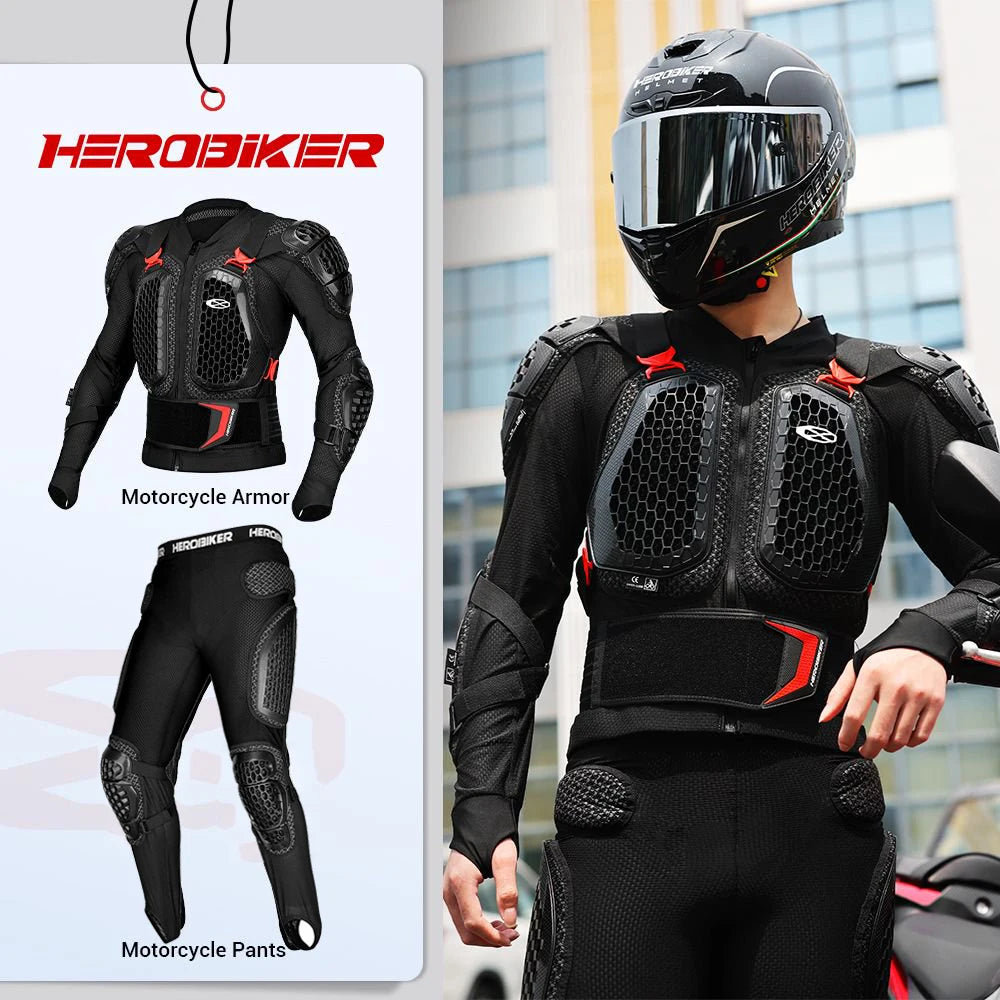 Motorcycle Armor Jacket Protective Pants Ventilated Abrasion-Resistant Jacket With Crash Guards Motocross Riding Gear For E-Bike