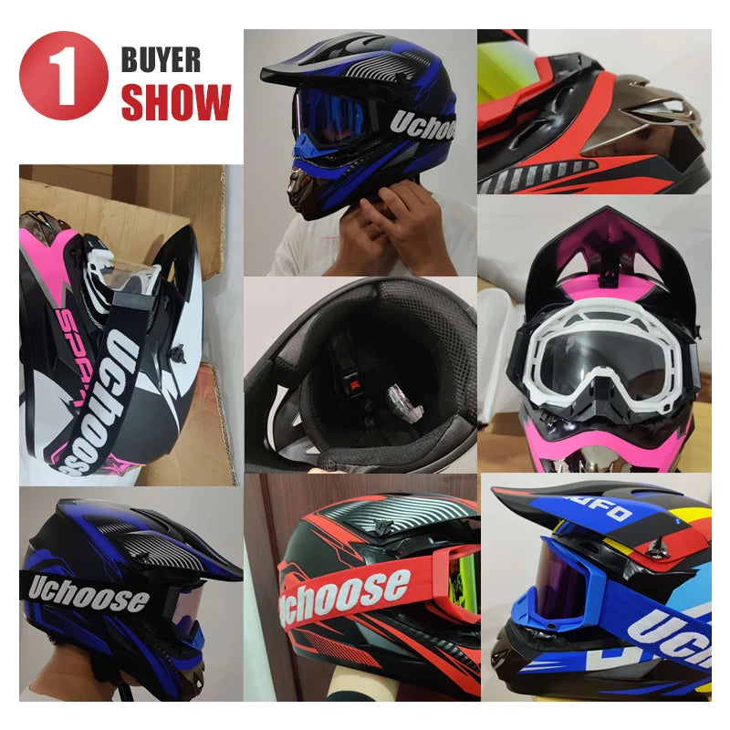 UCHOOSE Professional Motorcycle Helmet Motocross Off-Road Helm Children Moto Bike Accessories