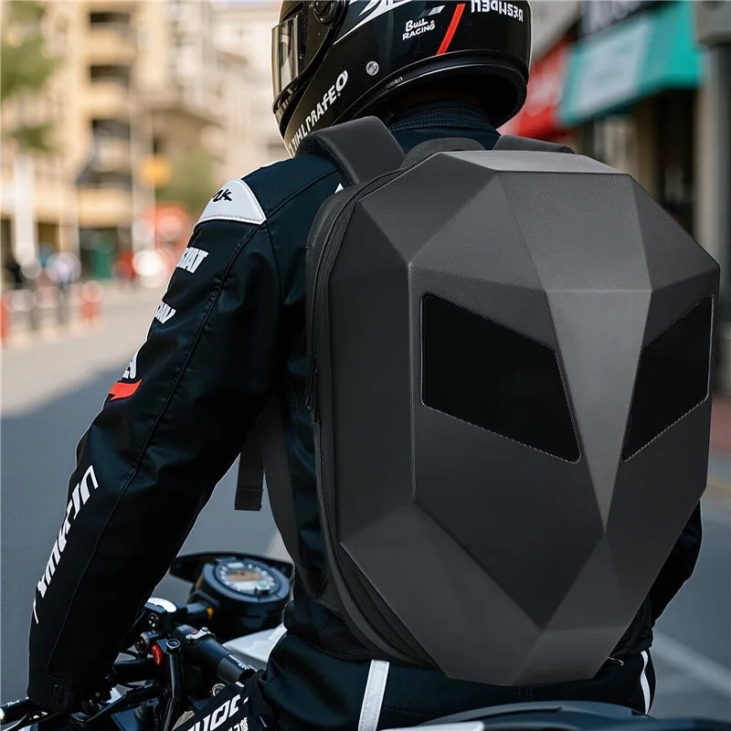 LED Motorcycle Rider Backpack with Eye Glow pattern Helmet Mochilas para Waterproof Laptops Bag Saco Moto Schoolbag