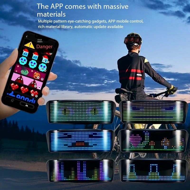 APP LED Helmet Display Motorcycle Helmet Tail Light Helmet Warning Light Moto Accessories Glowing device