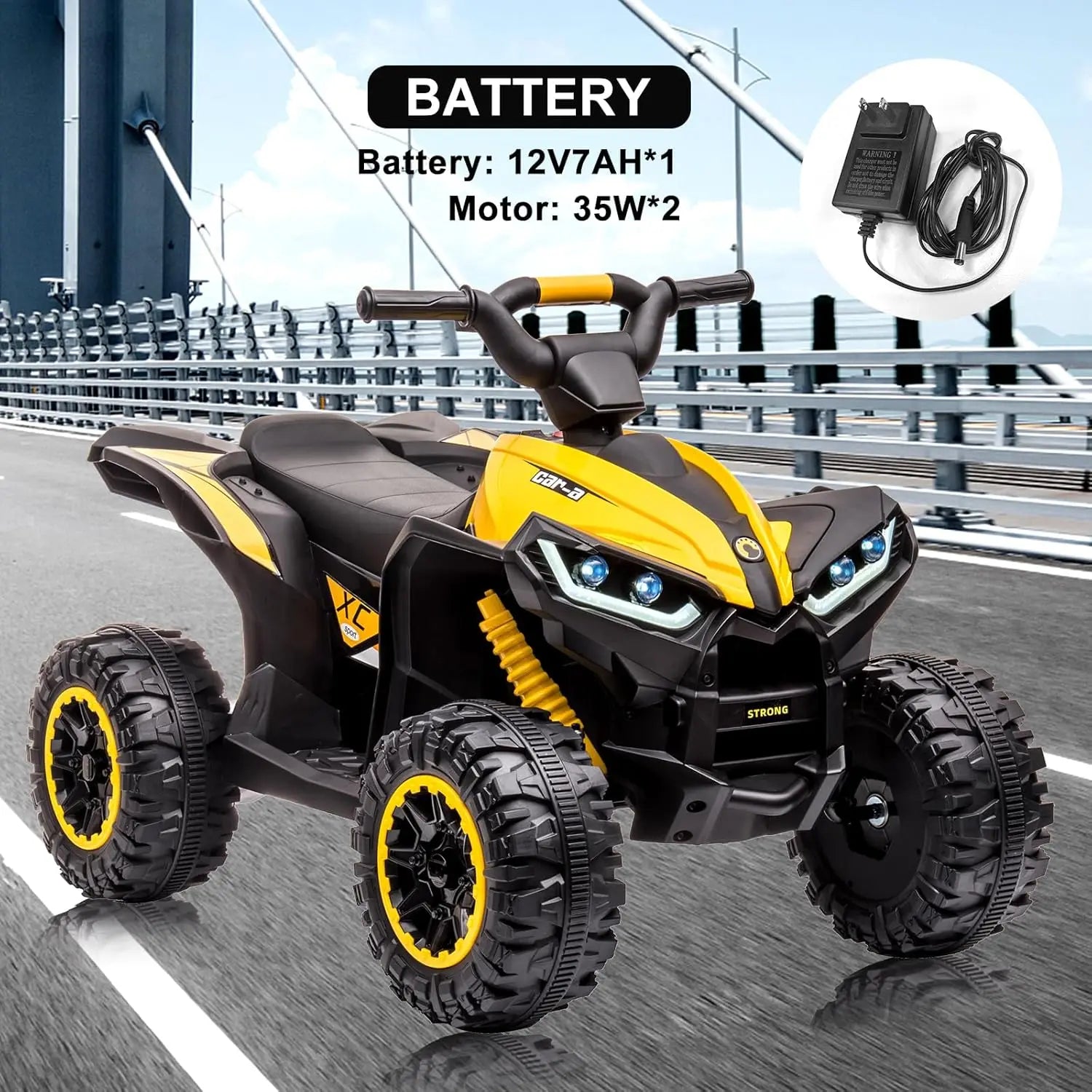 12V Kids Ride On ATV, 4 Wheeler Electric Vehicle for Toddlers, Battery Powered Toy Car for Boys Girls with LED Lights, Music
