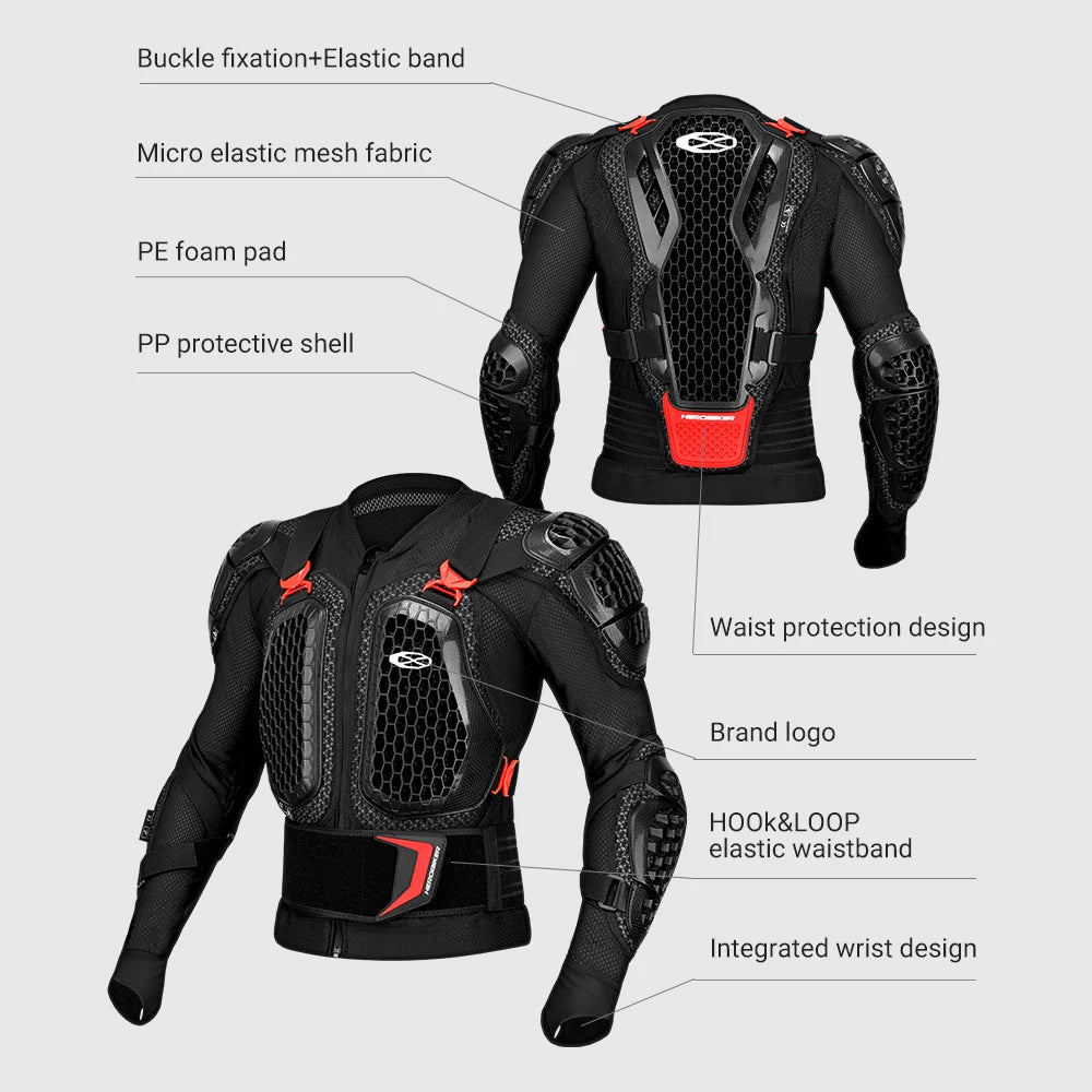 Motorcycle Armor Jacket Protective Pants Ventilated Abrasion-Resistant Jacket With Crash Guards Motocross Riding Gear For E-Bike