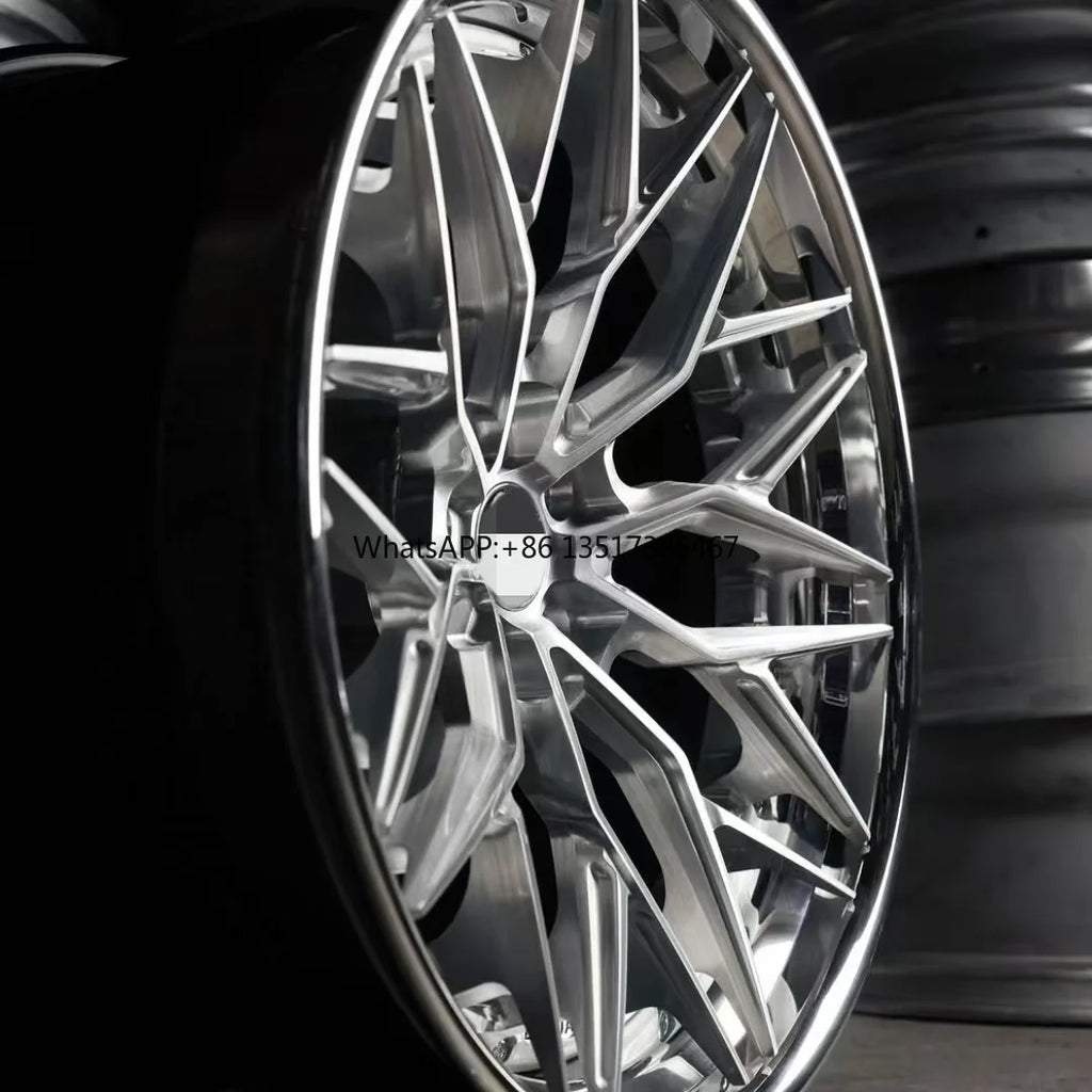 New Deep Concave  2-Piece Forged Aluminum Car Rims 5x112  5x120 Brushed Spoke MOQ 4 Pieces New Passenger  Deep Dish Car Wheels