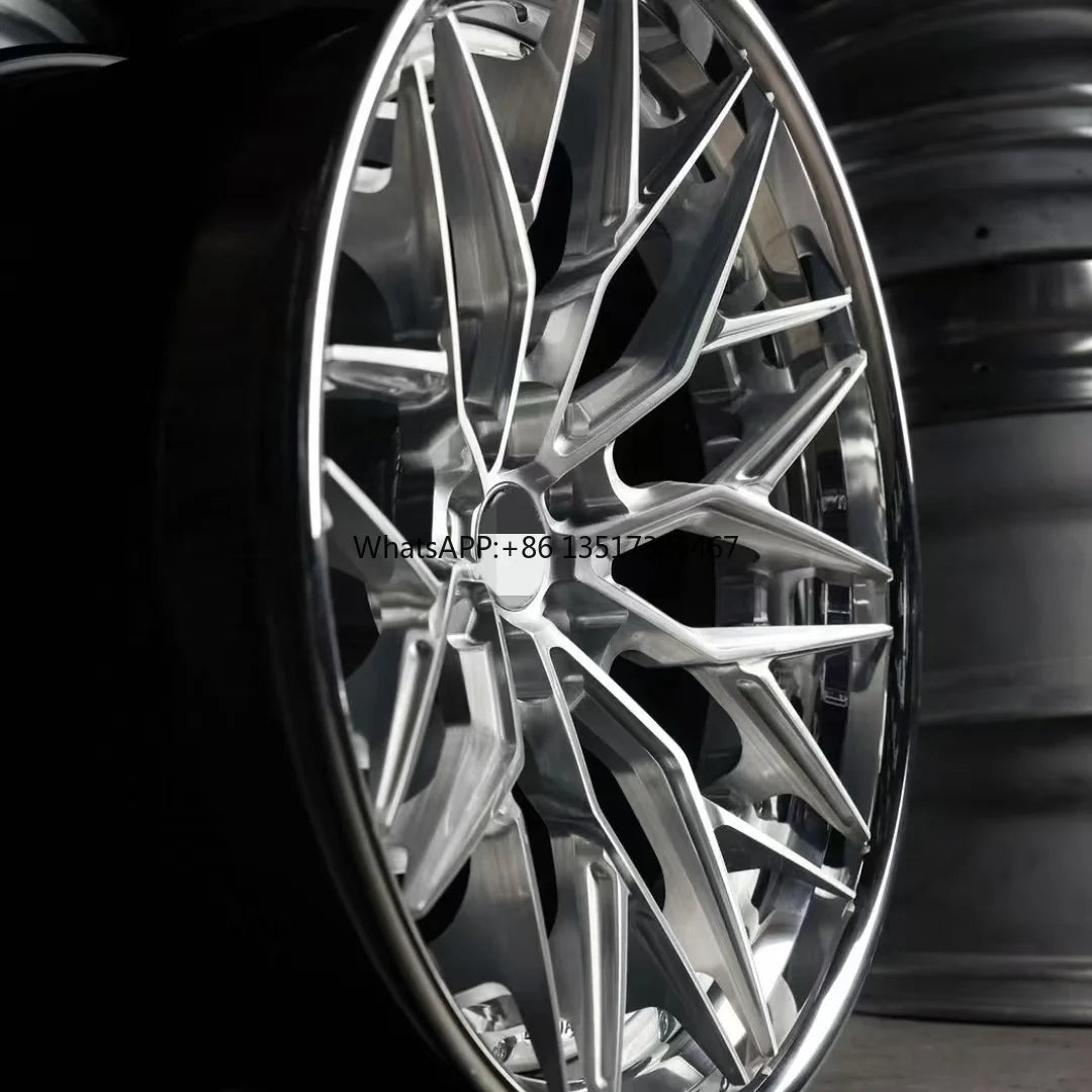 New Deep Concave  2-Piece Forged Aluminum Car Rims 5x112  5x120 Brushed Spoke MOQ 4 Pieces New Passenger  Deep Dish Car Wheels