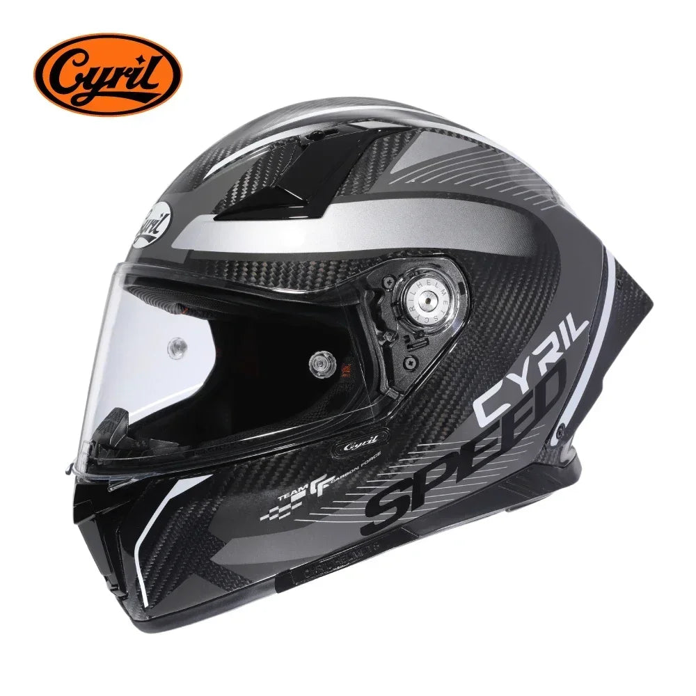 Unisex Lightweight Carbon Fiber Kevlar Full Face Motorcycle Street Bike Helmets Racing Helmet DOT ECE Approved CYRIL Casque Moto
