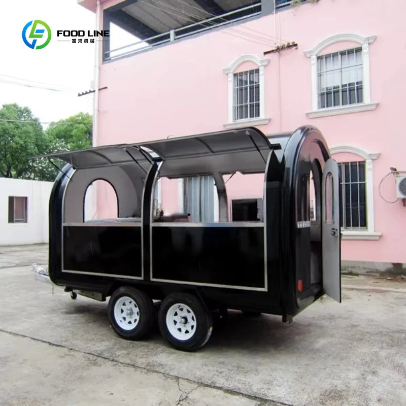 Round Food Truck Mobile Food Cart Trailer Motorcycle Engines for Sale Soybean Milk Machine Street Cart Double Restaurant