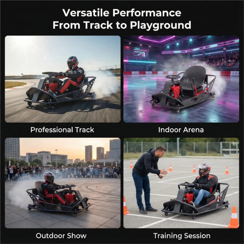 Electric High-Power Drift Stunt Go-Kart for Kids & Adults – Outdoor Fun Kart