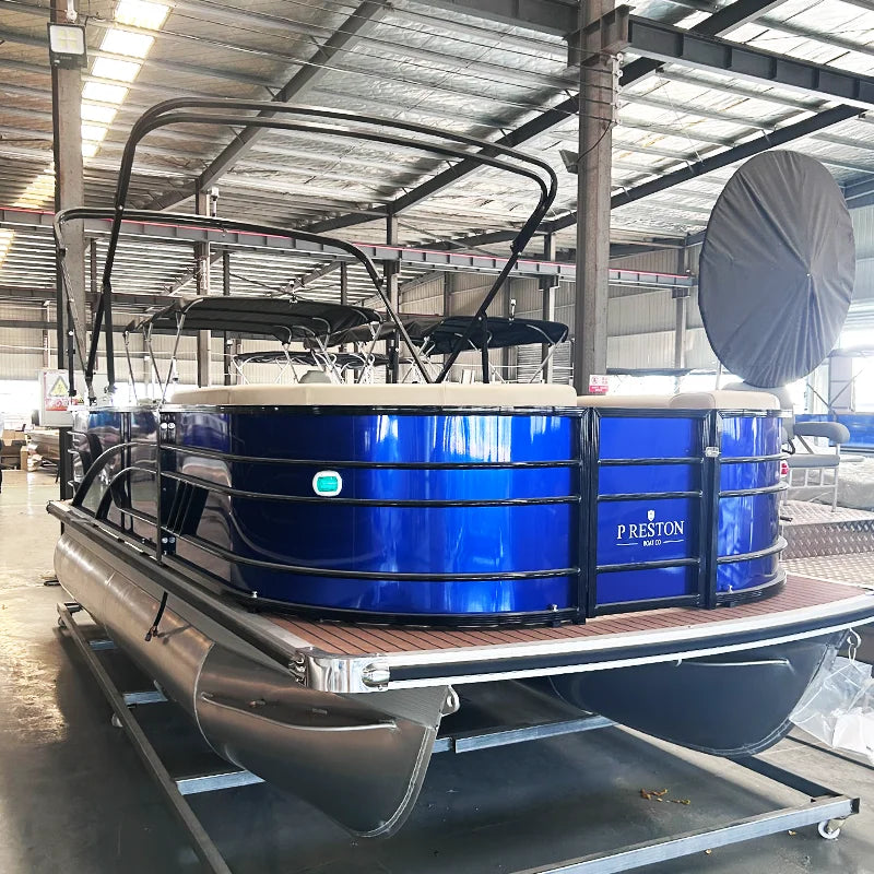 Cheap Aluminium Floating Pontoons Luxury Party Barge House Boats Seats Complete Set Pontoon Float Boat with Motor and Trailer