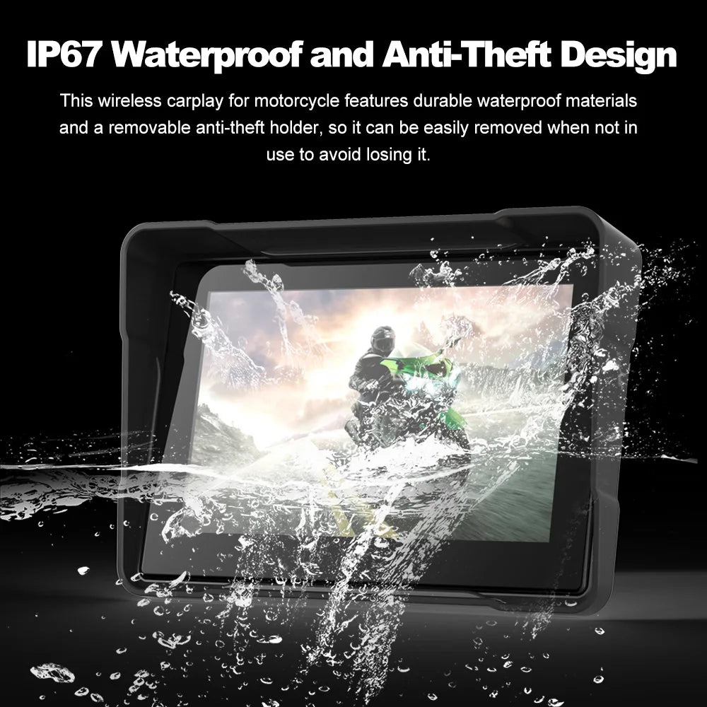 BEPOCAM 5" Motorcycle GPS Carplay Screen Wireless CarPlay Android Auto Car Stereo for Motorbike Waterproof Navigation Touchscree