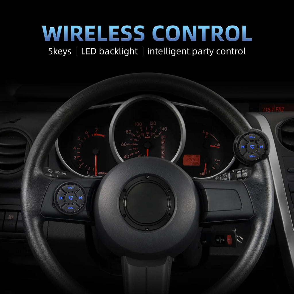 HD Media Wireless Bluetooth-compatible Button Remote Controller Car Motorcycle Bike Steering Wheel Control MP3 Music Play