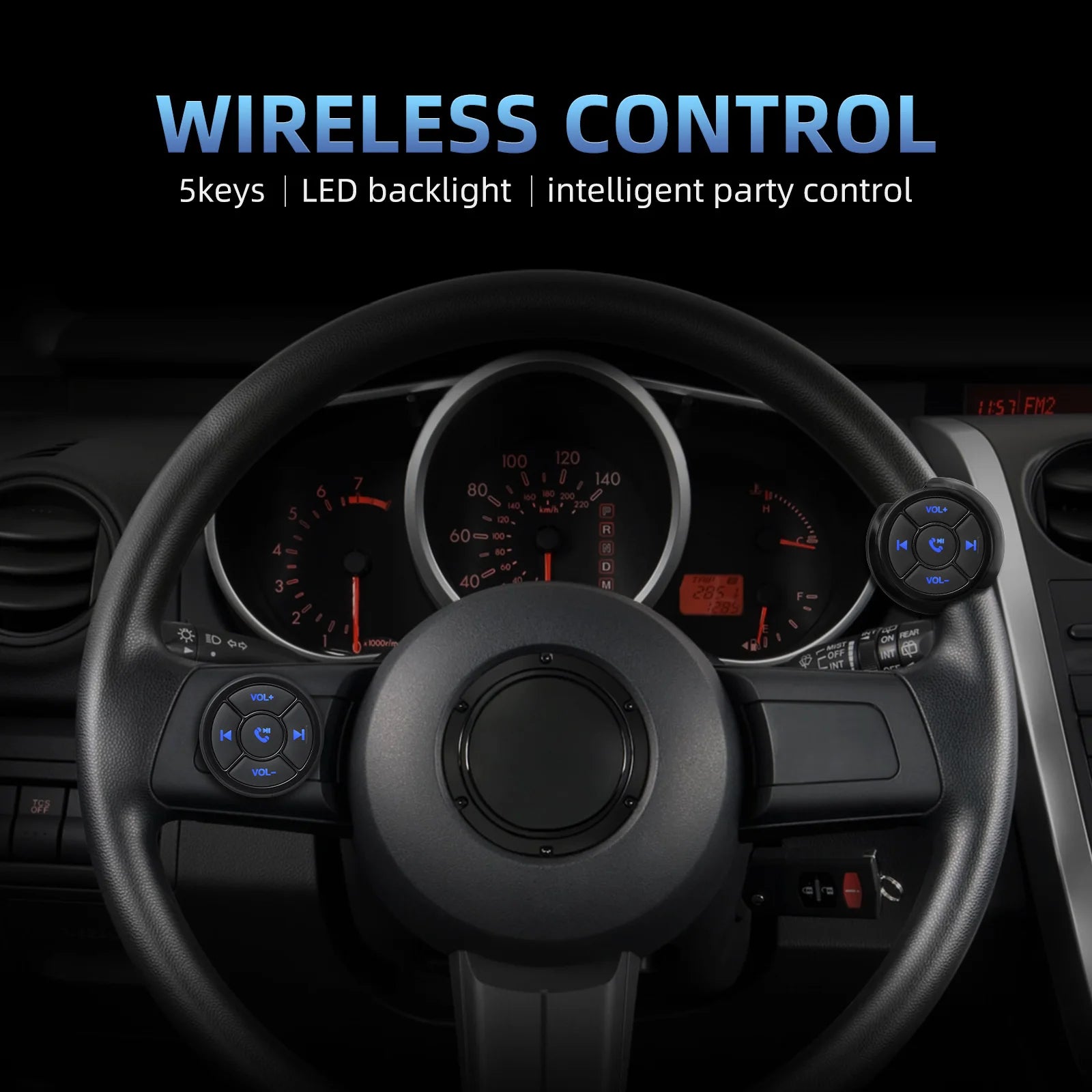 HD Media Wireless Bluetooth-compatible Button Remote Controller Car Motorcycle Bike Steering Wheel Control MP3 Music Play