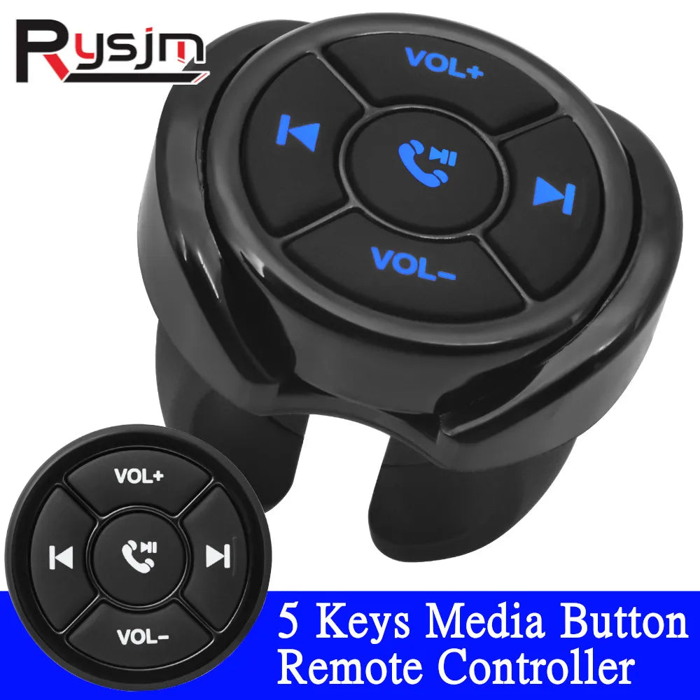 HD Media Wireless Bluetooth-compatible Button Remote Controller Car Motorcycle Bike Steering Wheel Control MP3 Music Play