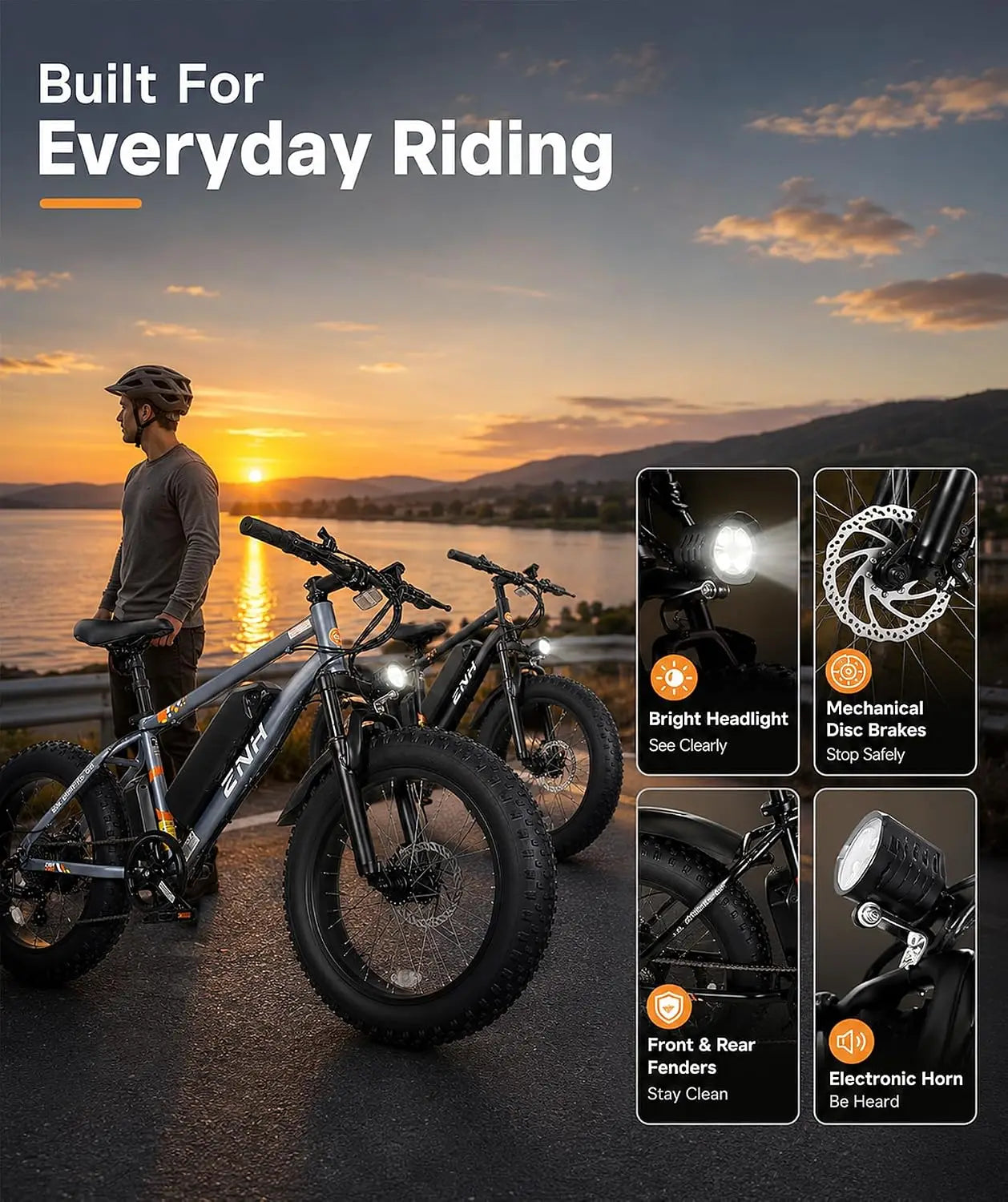 Electric Bike for Adults, 1000W Peak Motor 25Mph 65 Miles Fat Tire Ebike with 48V 15Ah Removable Battery, 20"/24", Customized