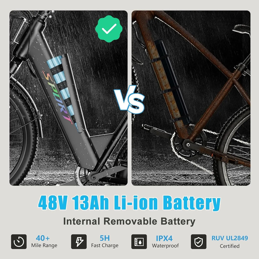 Electric Bike for Adults Teens,1500W Peak Ebike,60Miles 25MPH E Mountain Bike,26" Electric Bicycle with 48V Removable, Custom