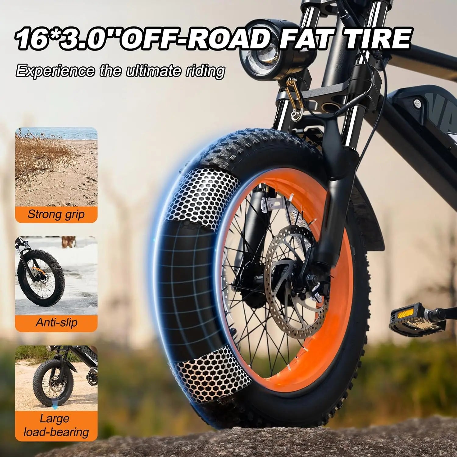 Electric Bike, 16'' E-Bike for Adults, 36V/12.8Ah Removable Battery, 20 MPH Range 45 Miles Small 500W Electric Dirt, Custom