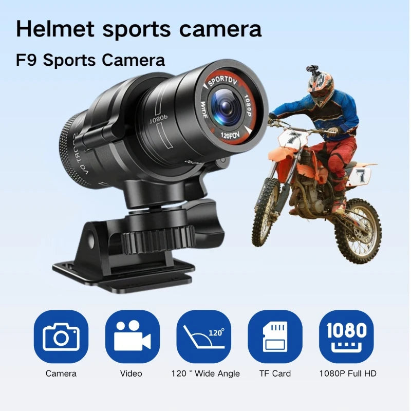 Helmet Camera 4K HD Waterproof Sports Bike Motorbike Helmet Camera High Resolution Ultra Wide Angle Lens 1080P 30fps