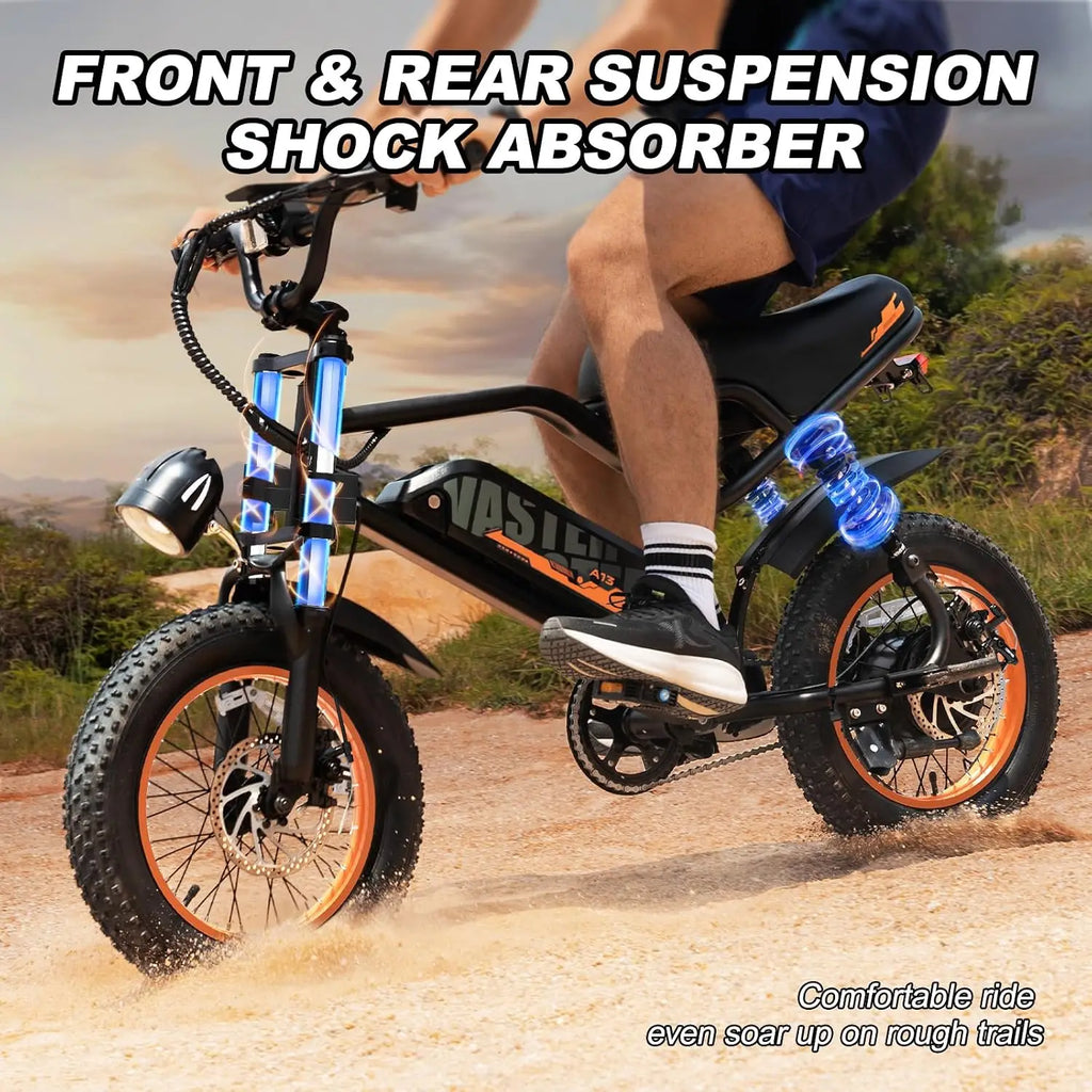 Electric Bike, 16'' E-Bike for Adults, 36V/12.8Ah Removable Battery, 20 MPH Range 45 Miles Small 500W Electric Dirt, Custom